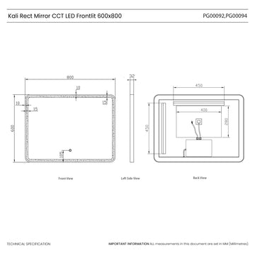 Kali Rectangle LED Illuminated Mirror #colour_black