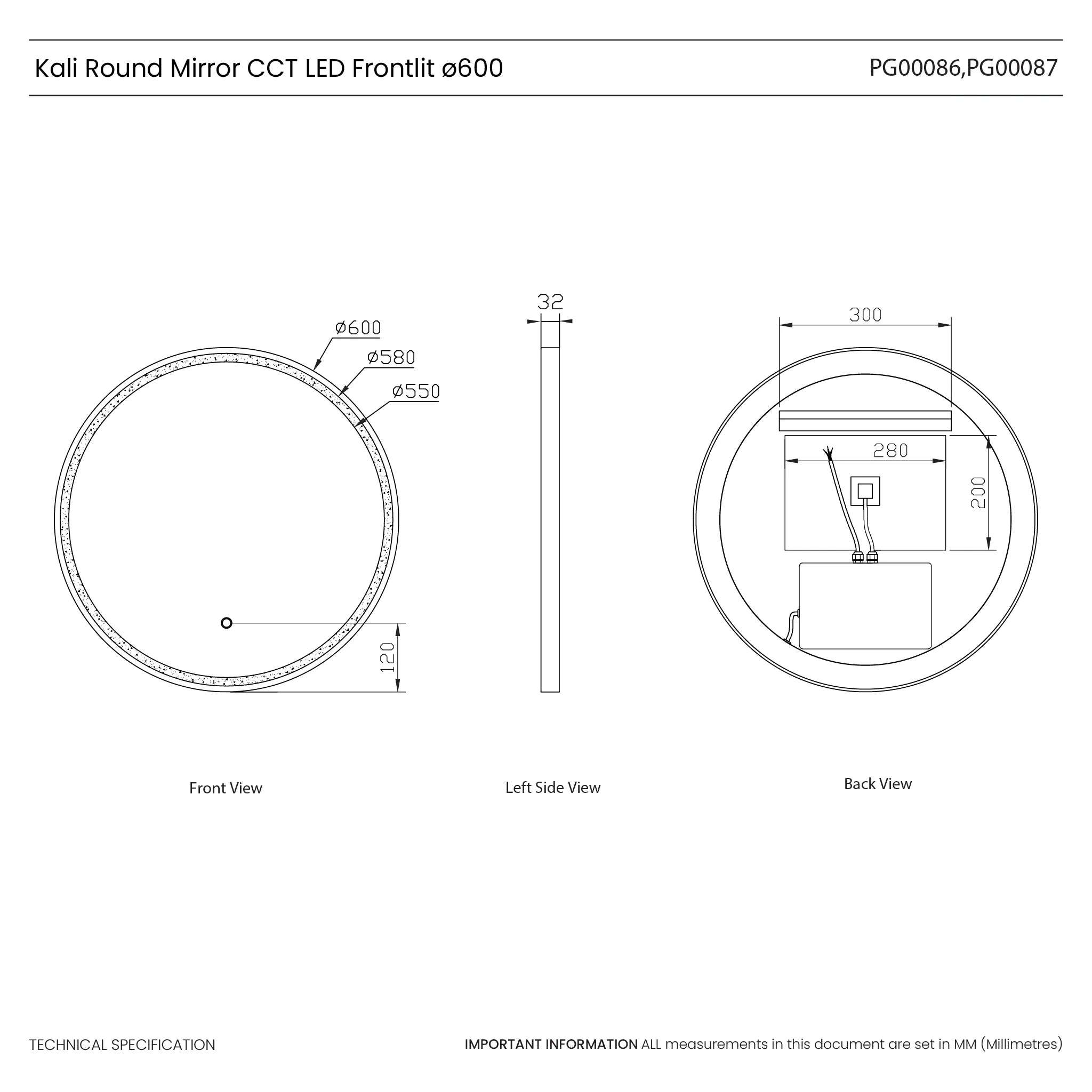Kali Round LED Illuminated Mirror #colour_black