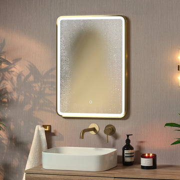 Kali Rectangle LED Illuminated Mirror #colour_brass