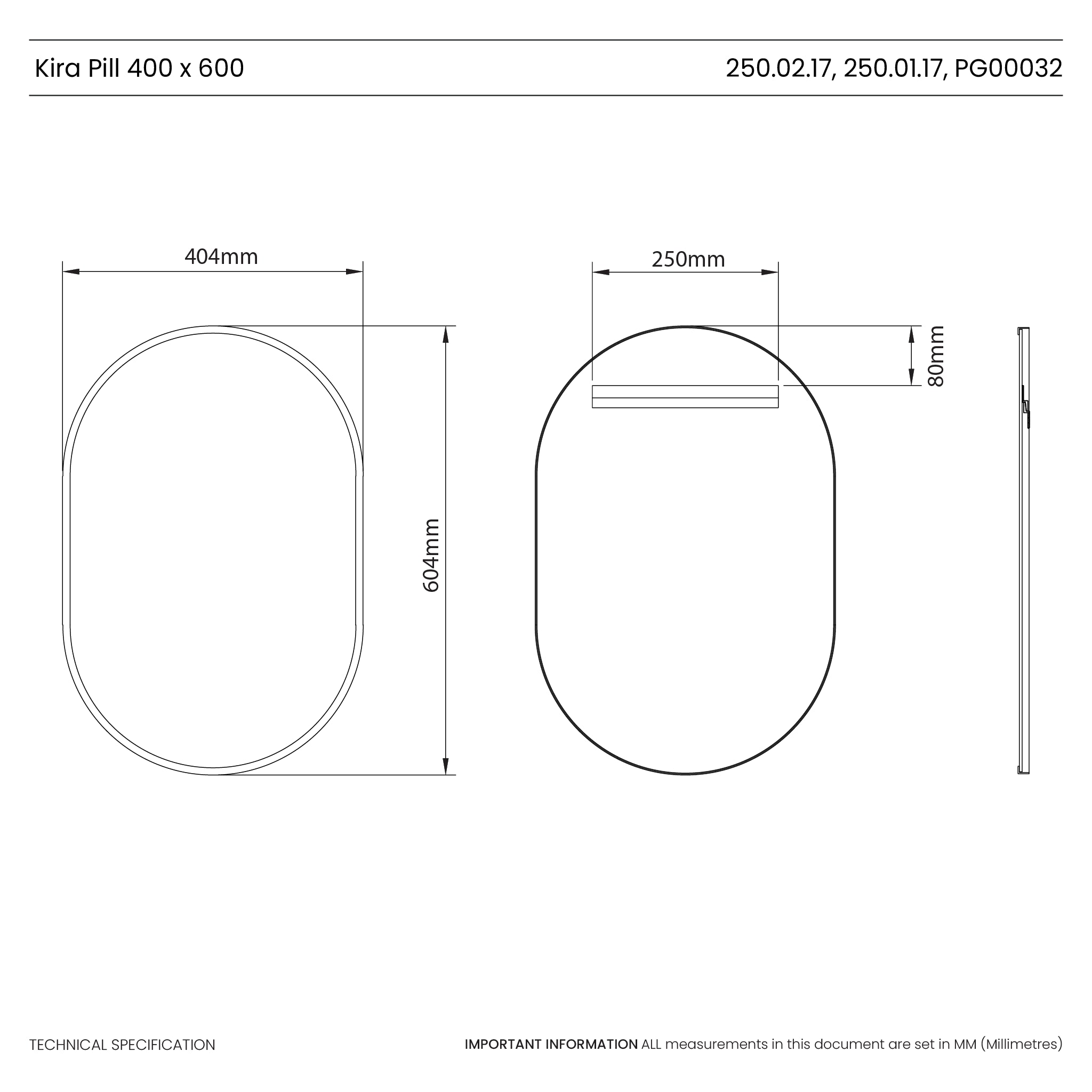 Kira Pill-Shaped Mirror #colour_black