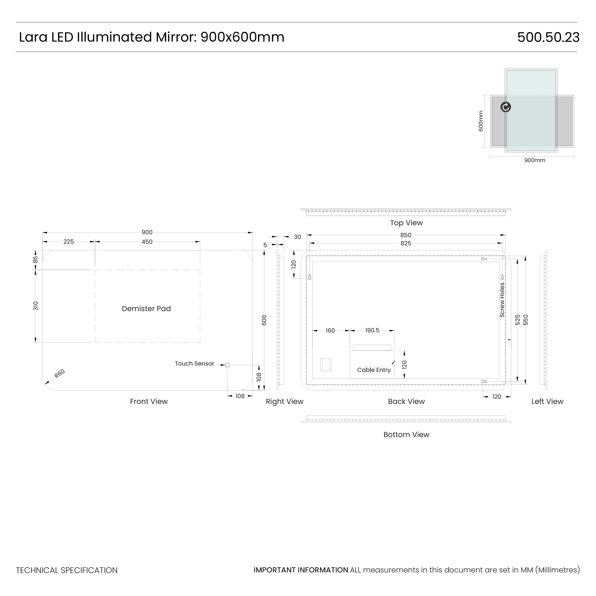 Lara Backlit LED Bathroom Mirror #size_900mm-x-600mm