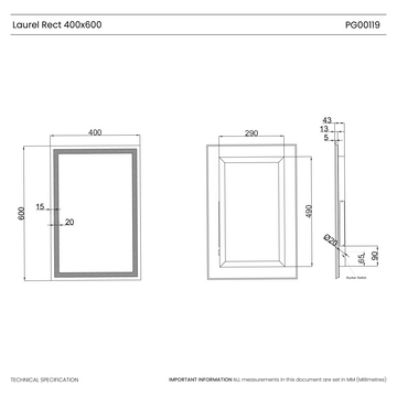 Laurel Battery LED Bathroom Mirror #size_400mm-x-600mm