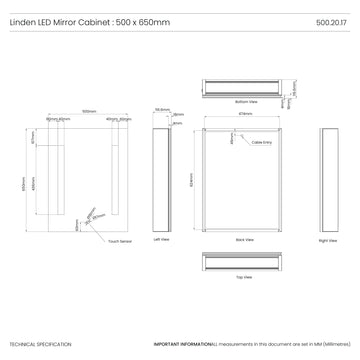 Linden 500x650mm LED Bathroom Mirror Cabinet