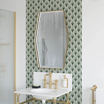 Luna Art Deco LED Illuminated Mirror #colour_brass