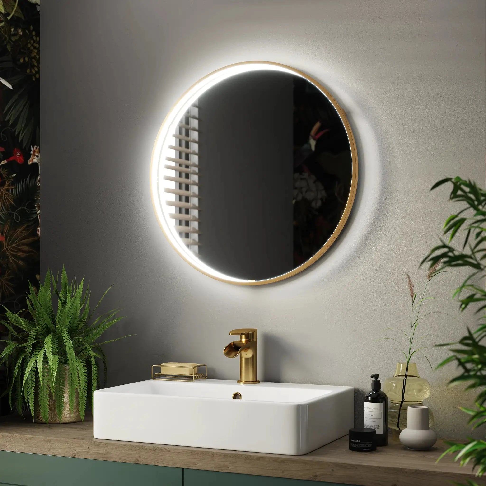 Led light round top mirror