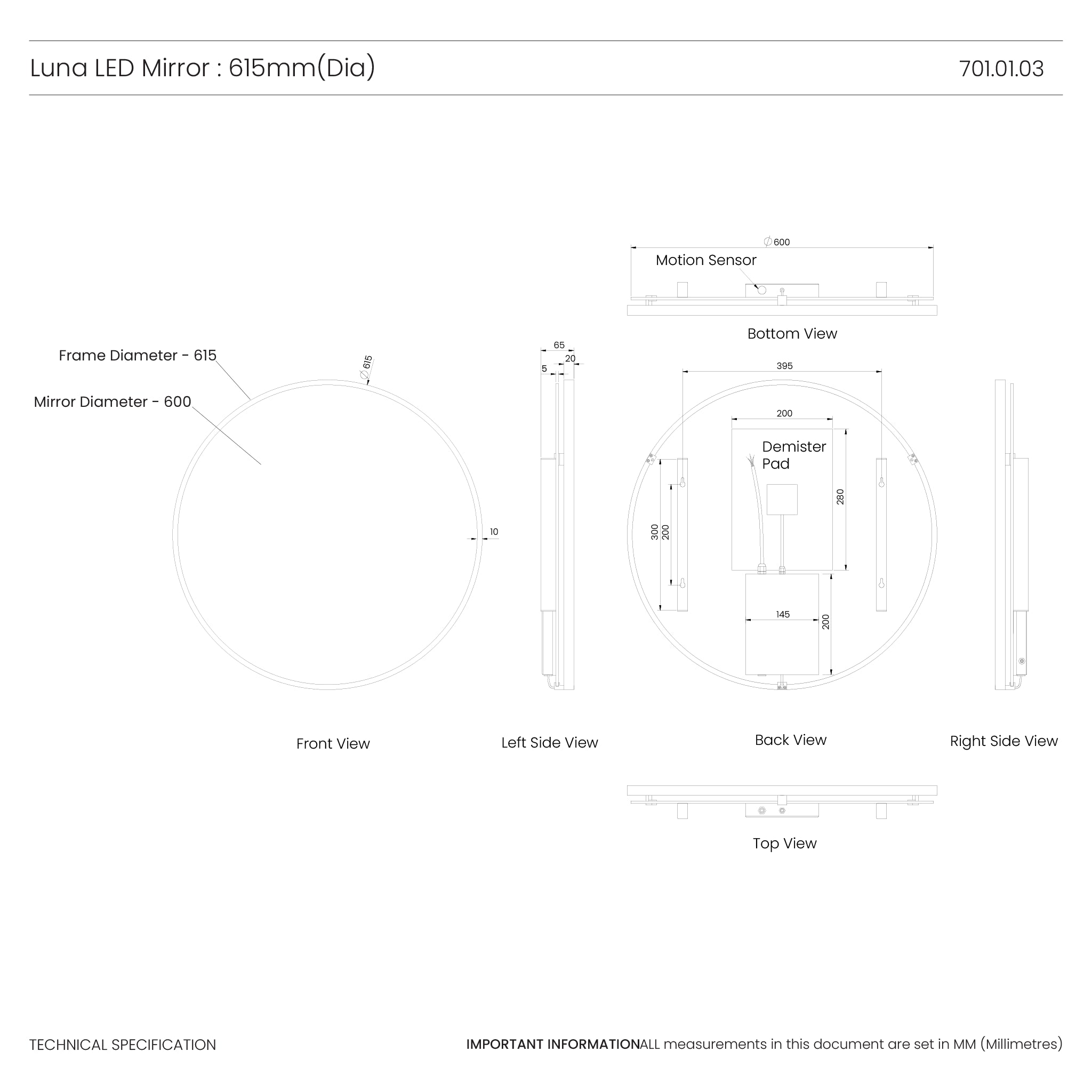 Luna Round LED Bathroom Mirror #colour_brass