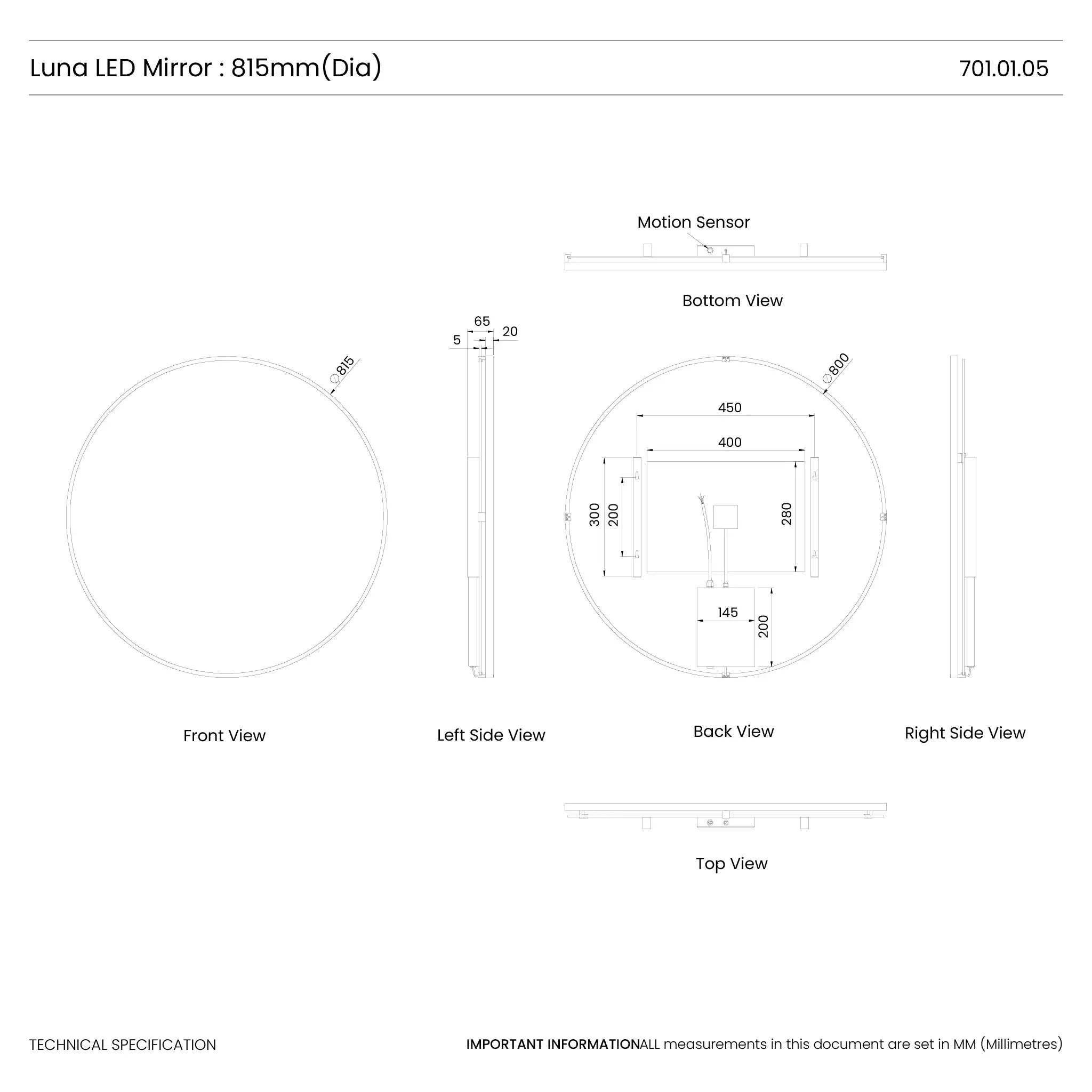 Luna Round LED Bathroom Mirror #colour_brass