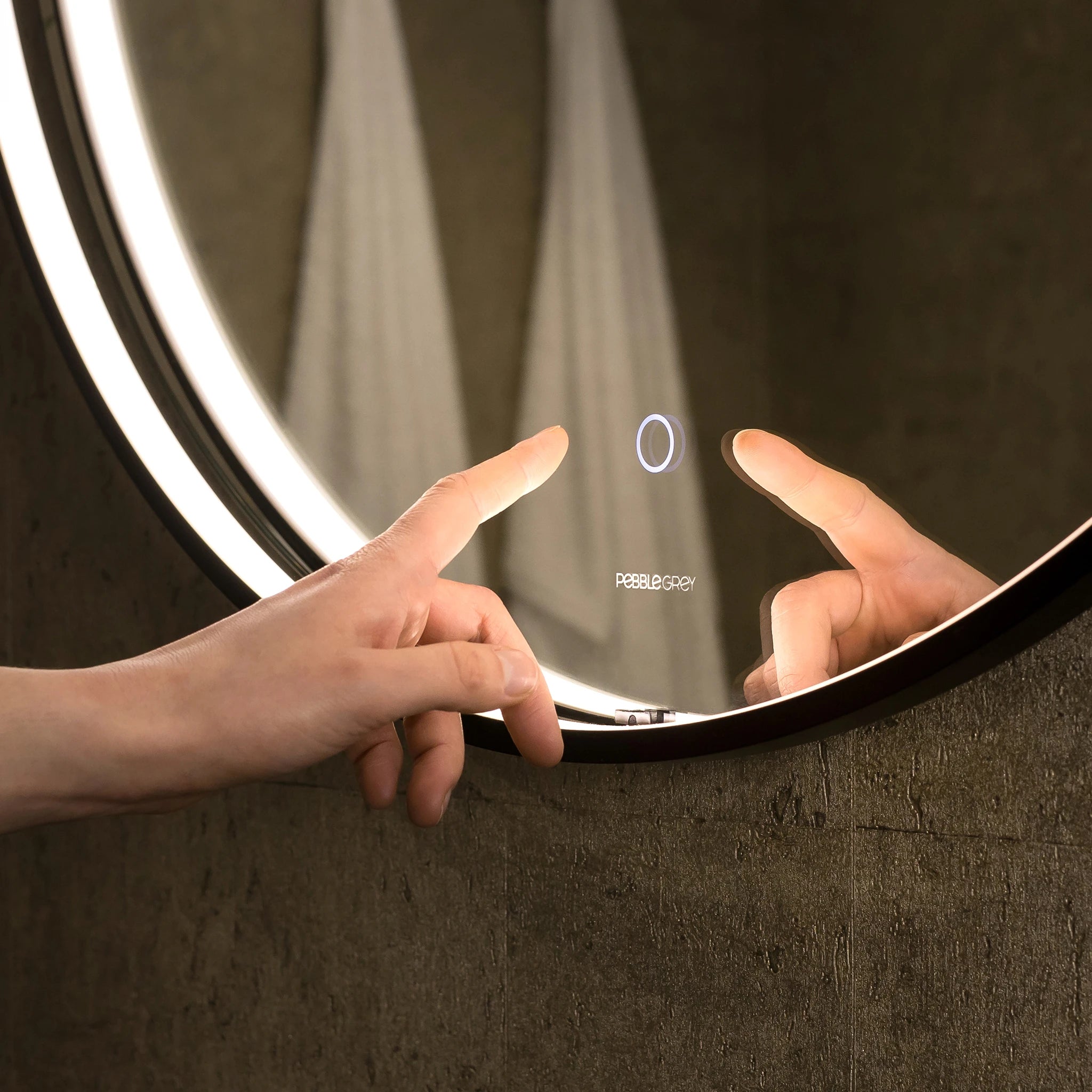 Luna Round LED Bathroom Mirror #colour_brass