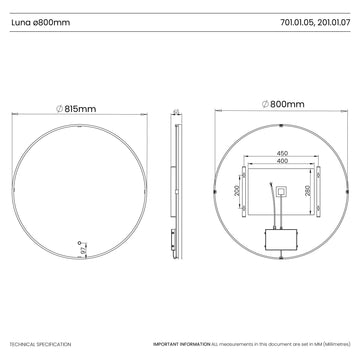 Luna Round LED Bathroom Mirror #colour_black