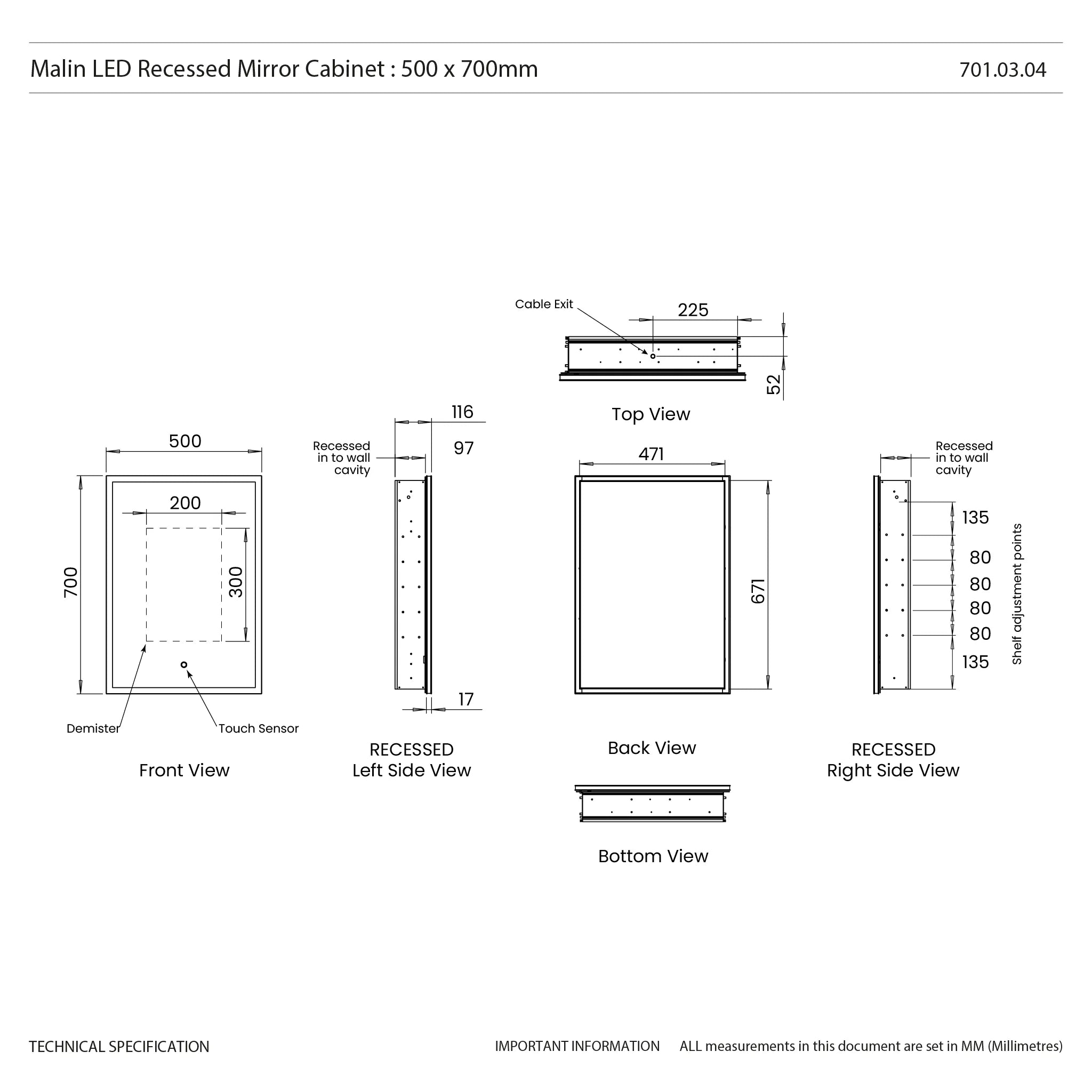 Malin Recessed LED Cabinet #size_500mm-x-700mm
