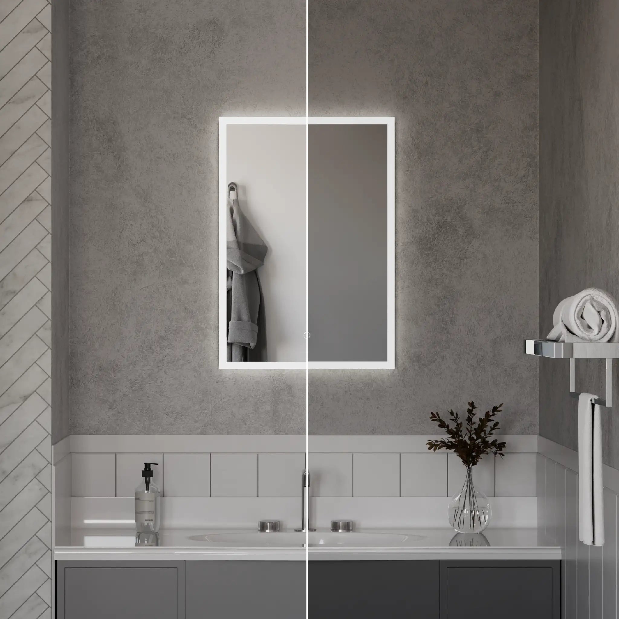 Malin Single Door 500x700mm Recessed LED Cabinet