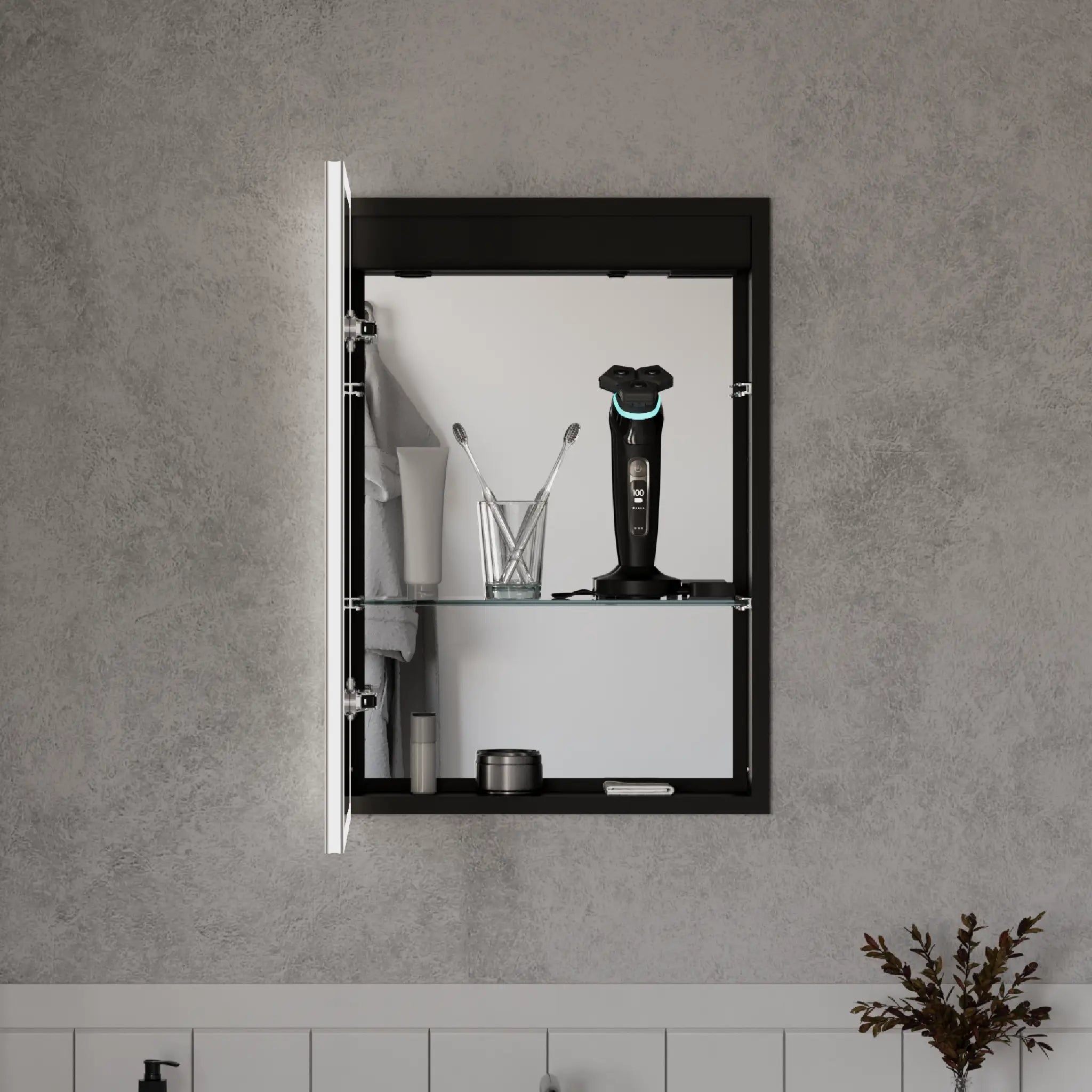 Malin Single Door 500x700mm Recessed LED Cabinet