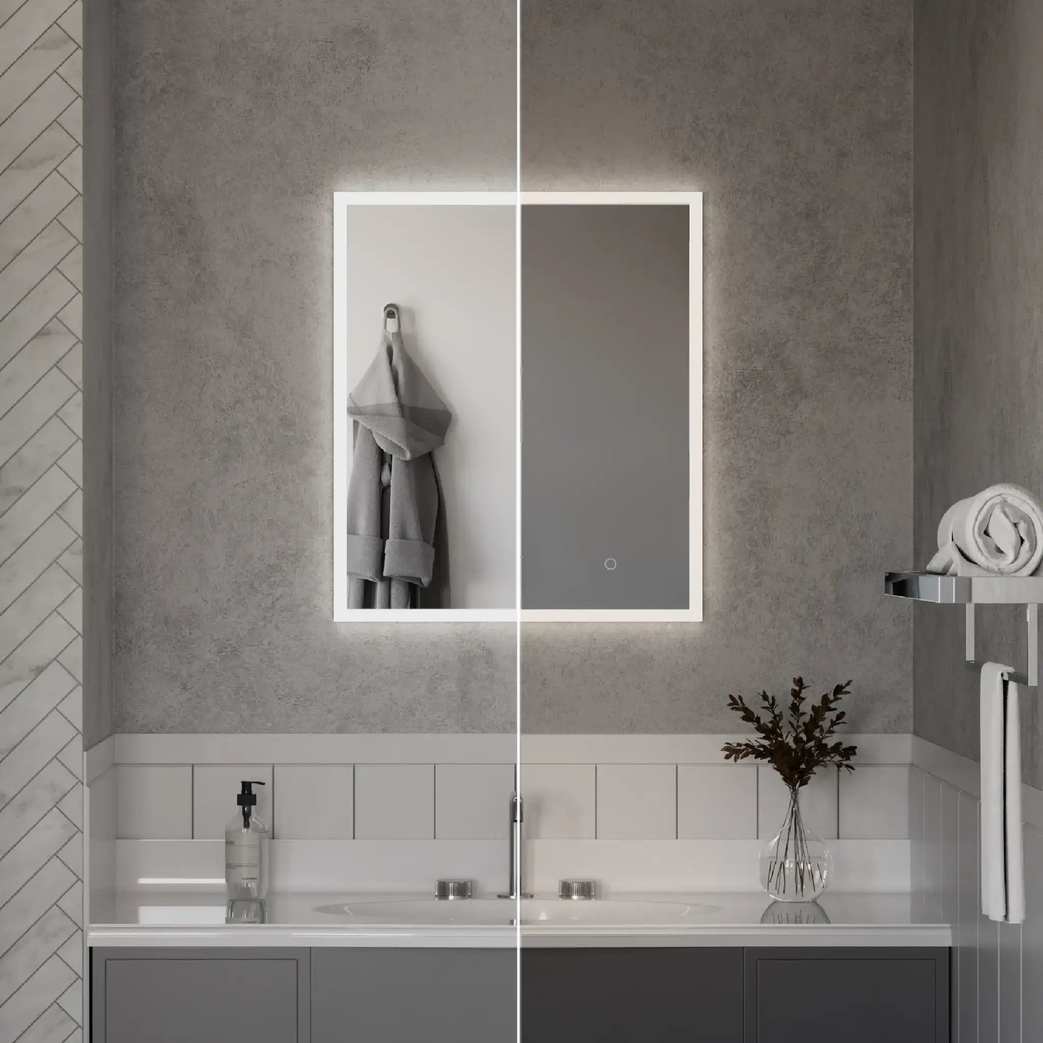 Malin Double Door 600x700mm Recessed LED Cabinet