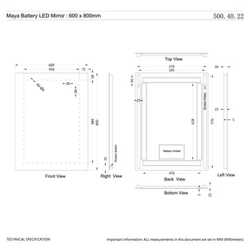 Maya Battery LED Bathroom Mirror