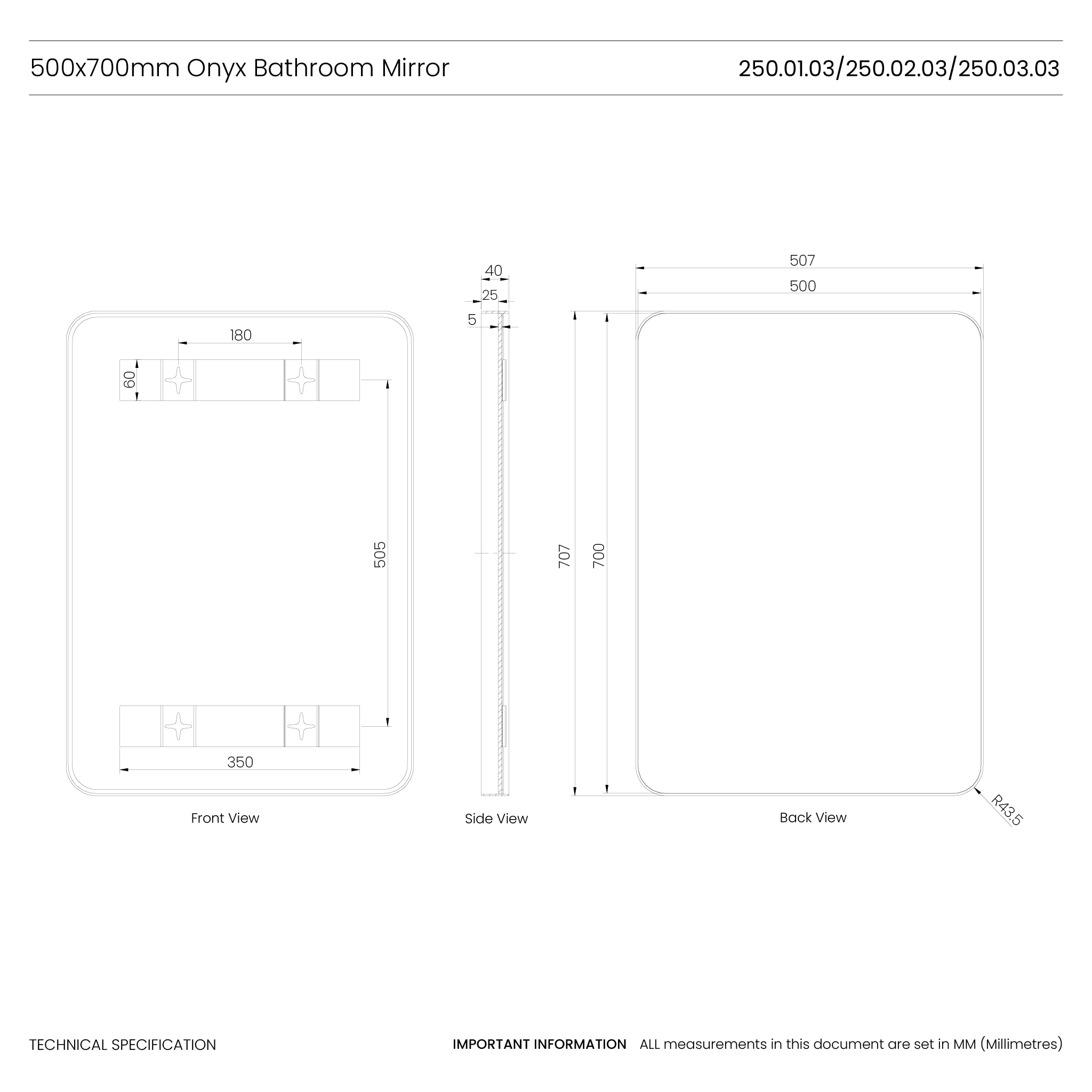 Onyx Deep Frame Mirror #colour_white