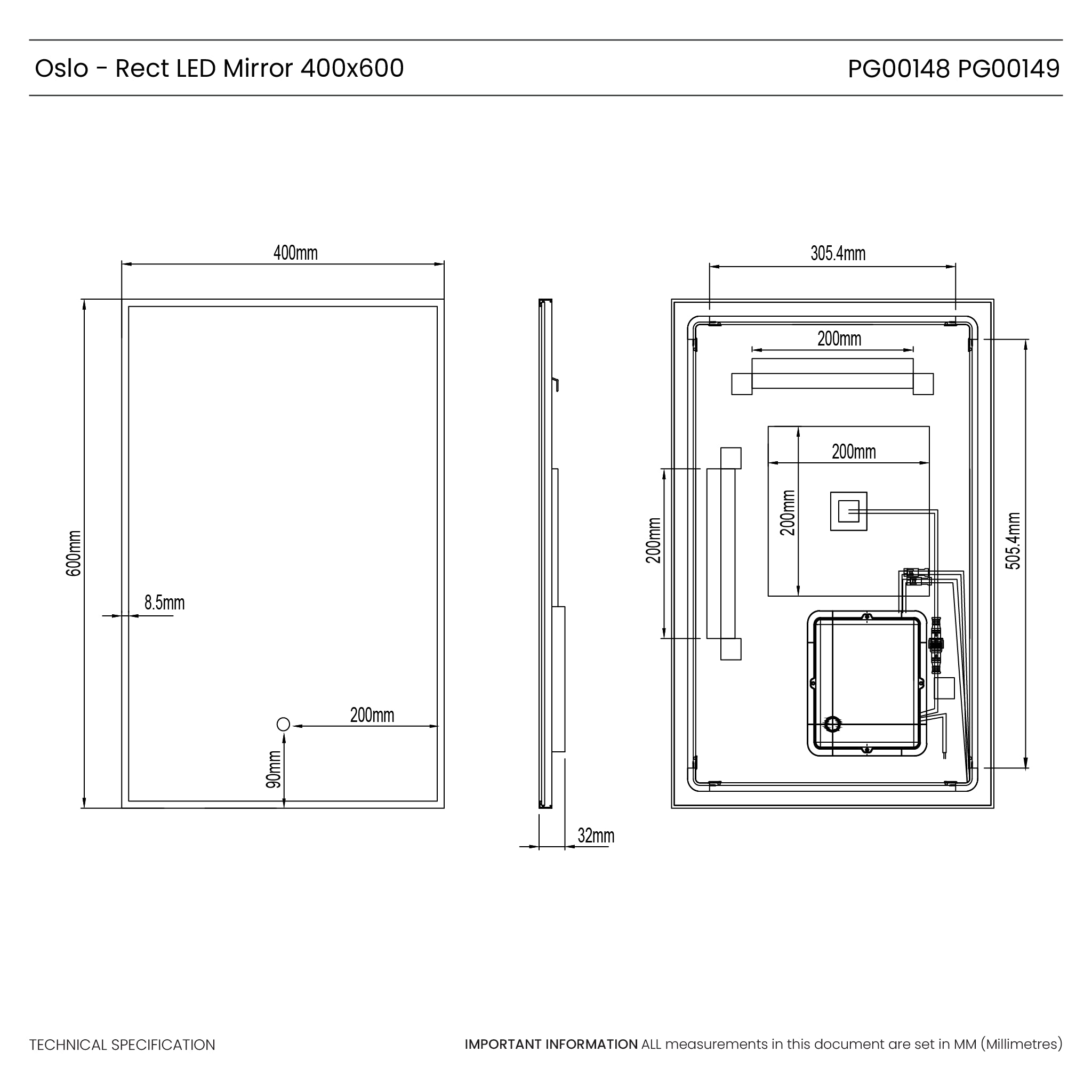 Oslo Rectangle LED Bathroom Mirror #colour_brass