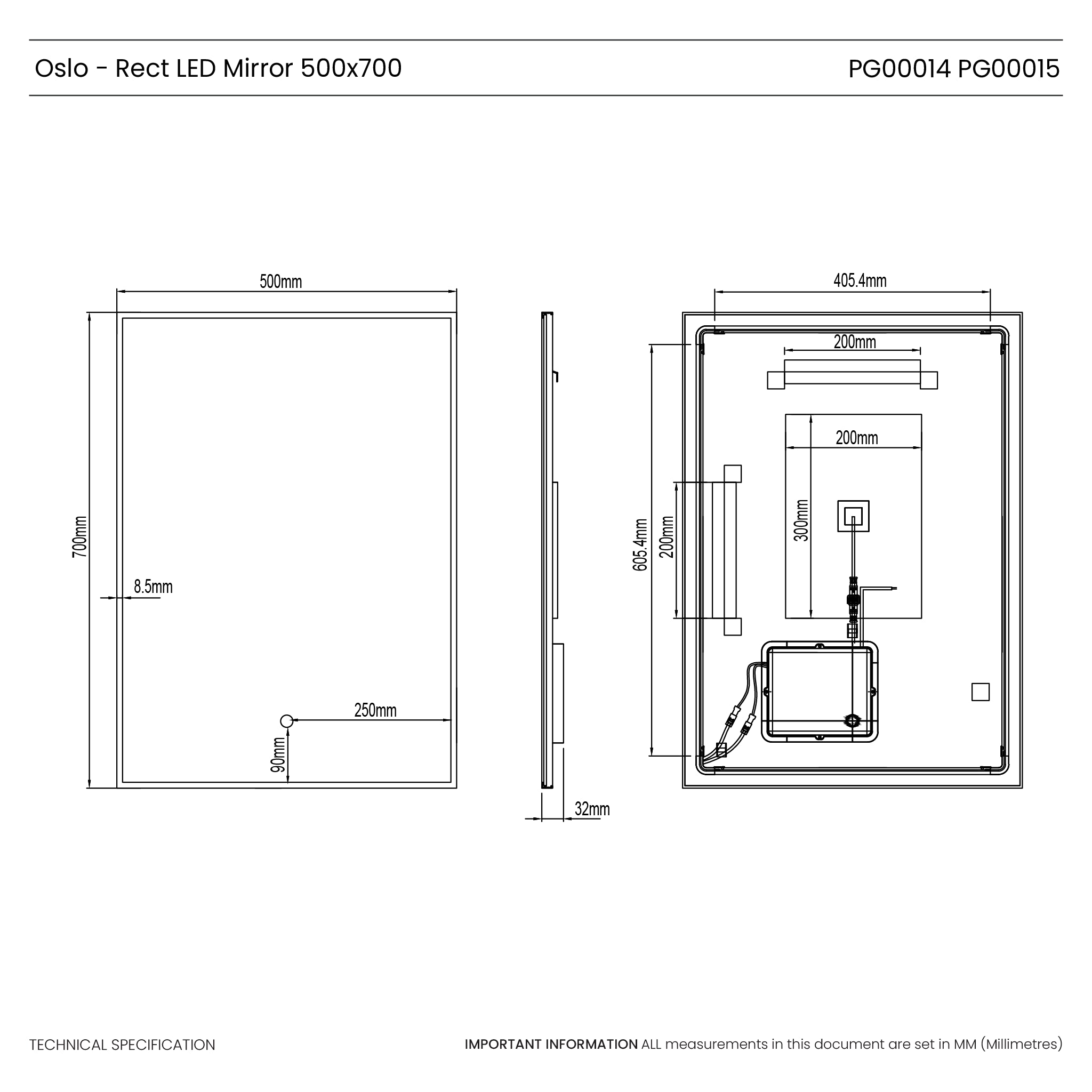 Oslo Rectangle LED Bathroom Mirror #colour_brass