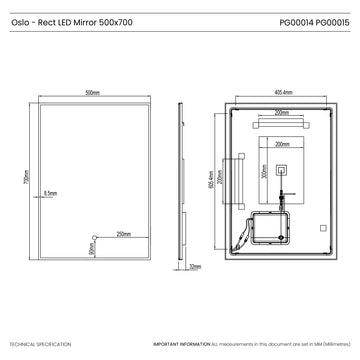 Oslo Rectangle LED Bathroom Mirror #colour_brass