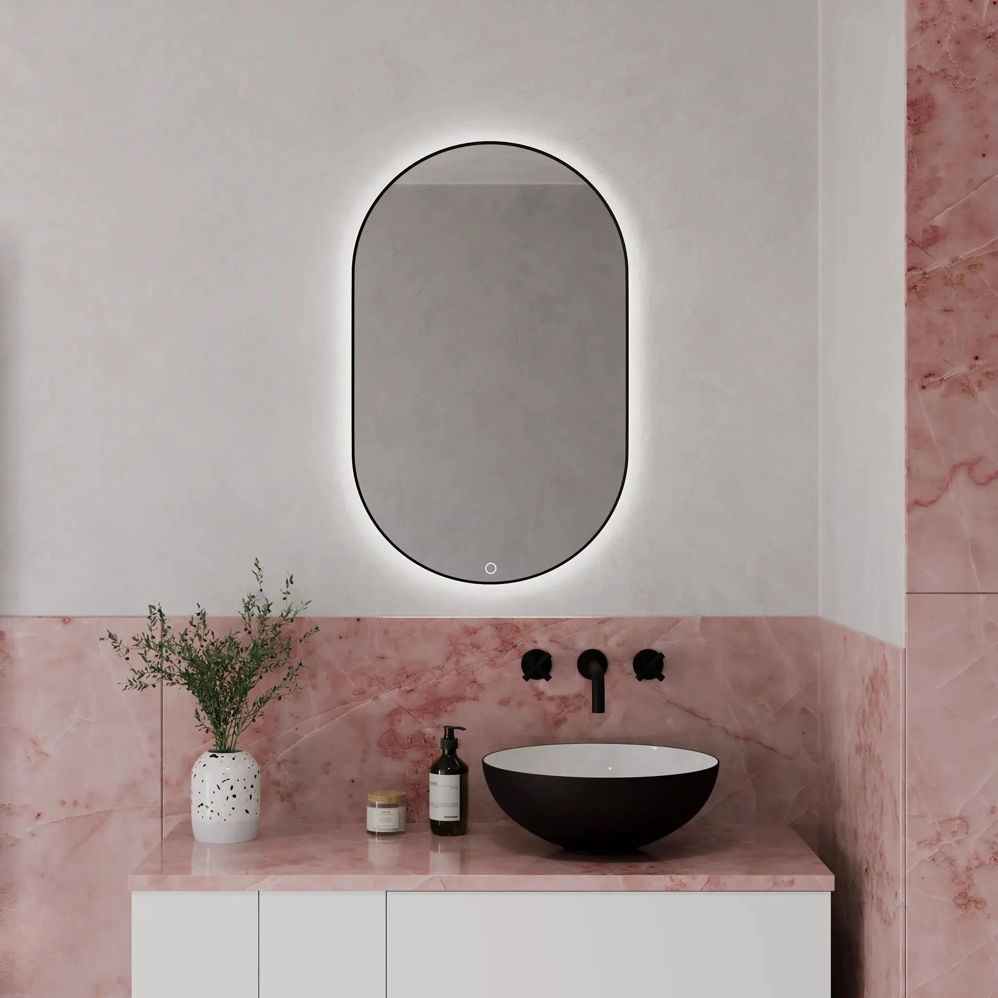 Oslo Oval LED Mirror Pebble Grey