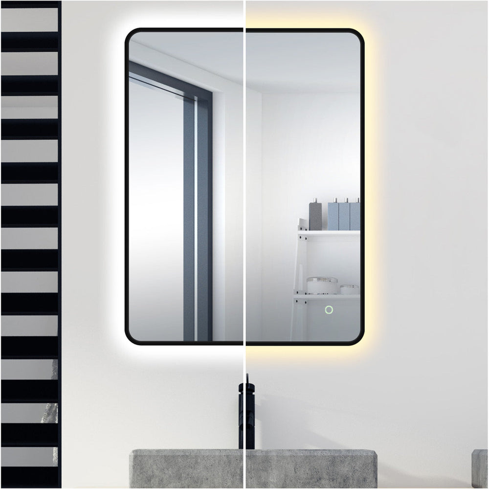 Oslo Curve LED Bathroom Mirror Black / 1000mm x 600mm Pebble Grey