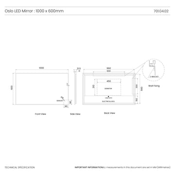 Oslo LED Bathroom Mirror #size_1000mm-x-600mm