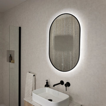 Oslo Pill-Shaped LED Bathroom Mirror #colour_black