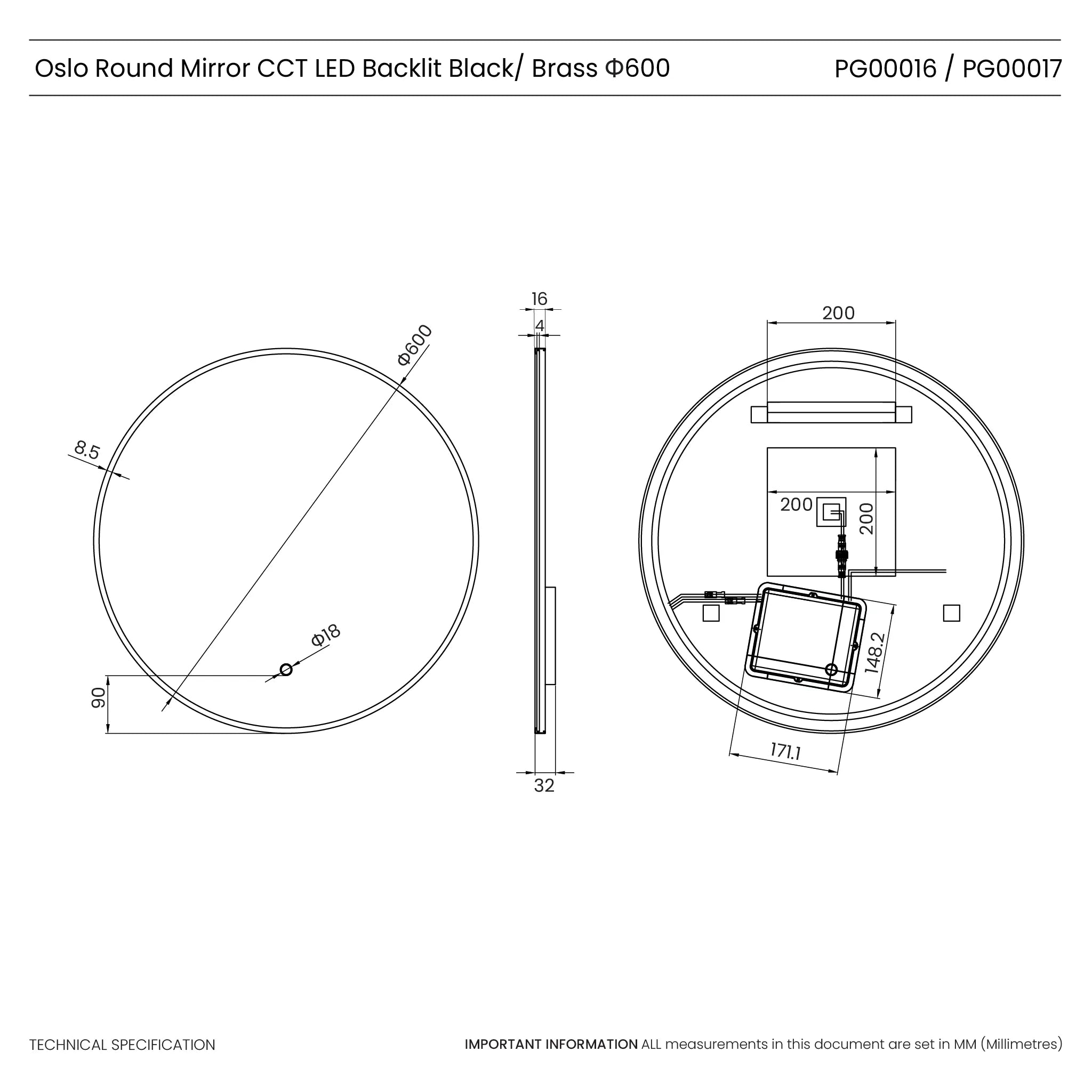 Oslo Round LED Bathroom Mirror #colour_brass