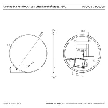 Oslo Round LED Bathroom Mirror #colour_brass