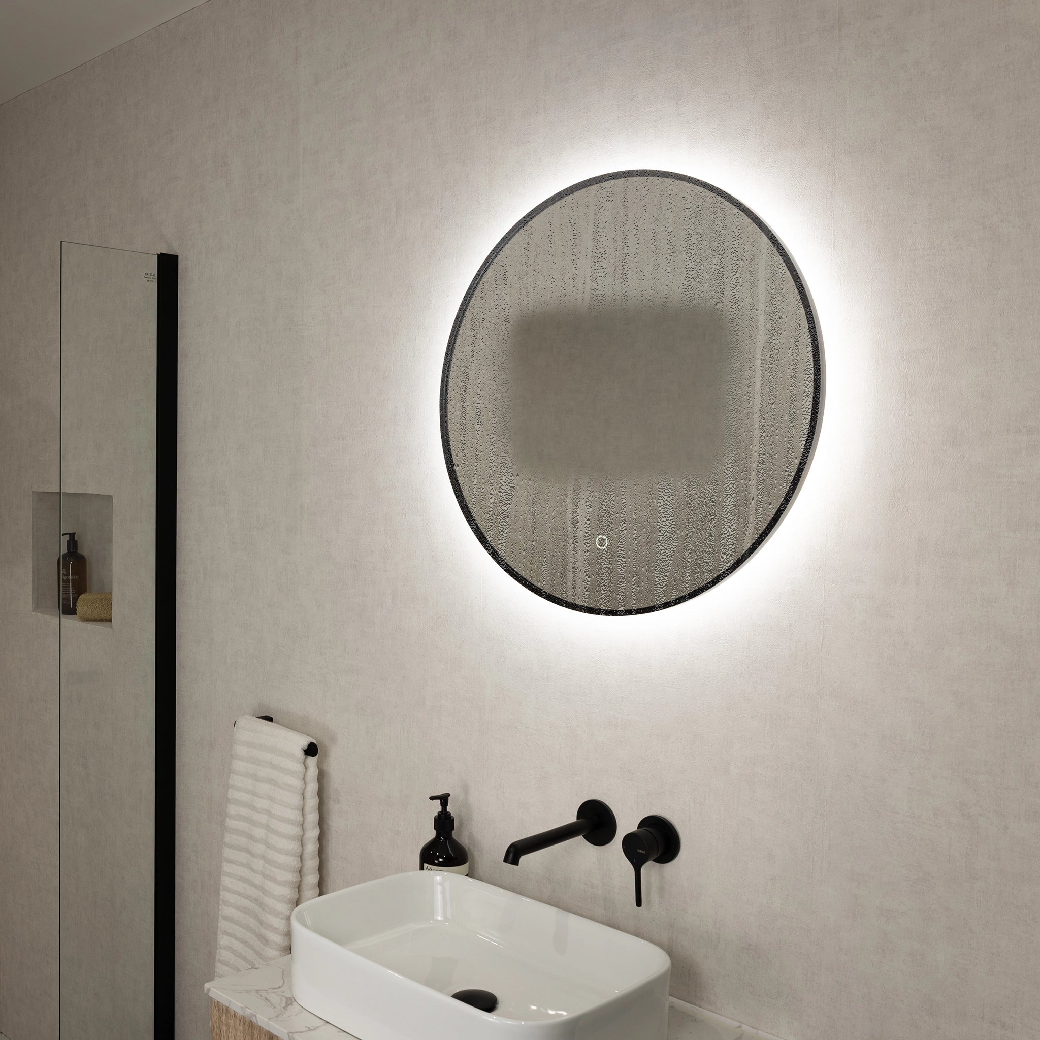 Oslo Round LED Bathroom Mirror #colour_black