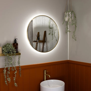 Oslo Round LED Bathroom Mirror #colour_brass