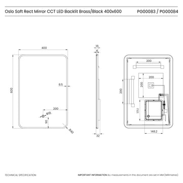Oslo Curve LED Bathroom Mirror #colour_brass