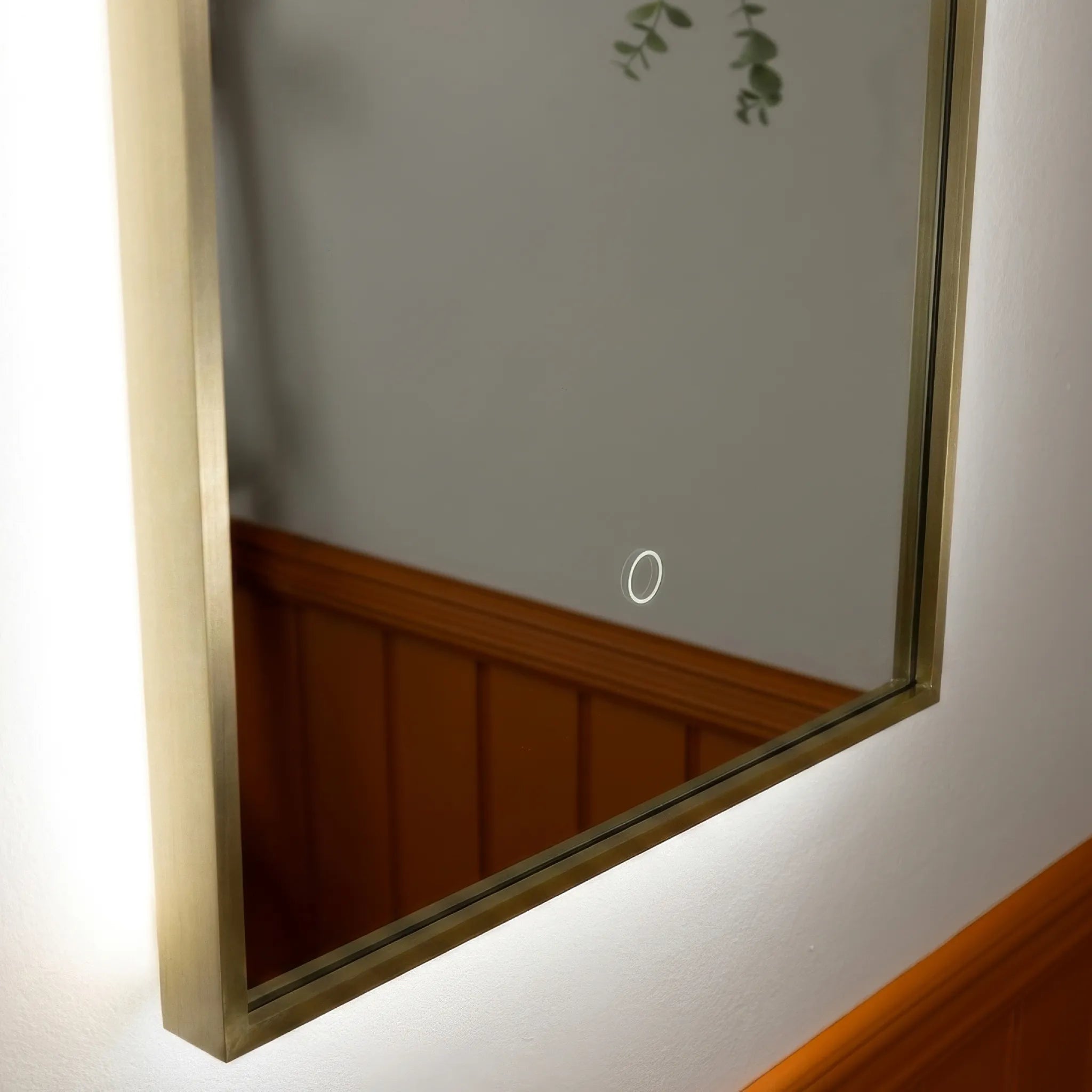 Oslo Rectangle LED Bathroom Mirror #colour_brass