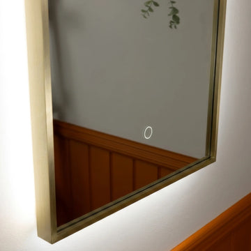 Oslo Rectangle LED Bathroom Mirror #colour_brass