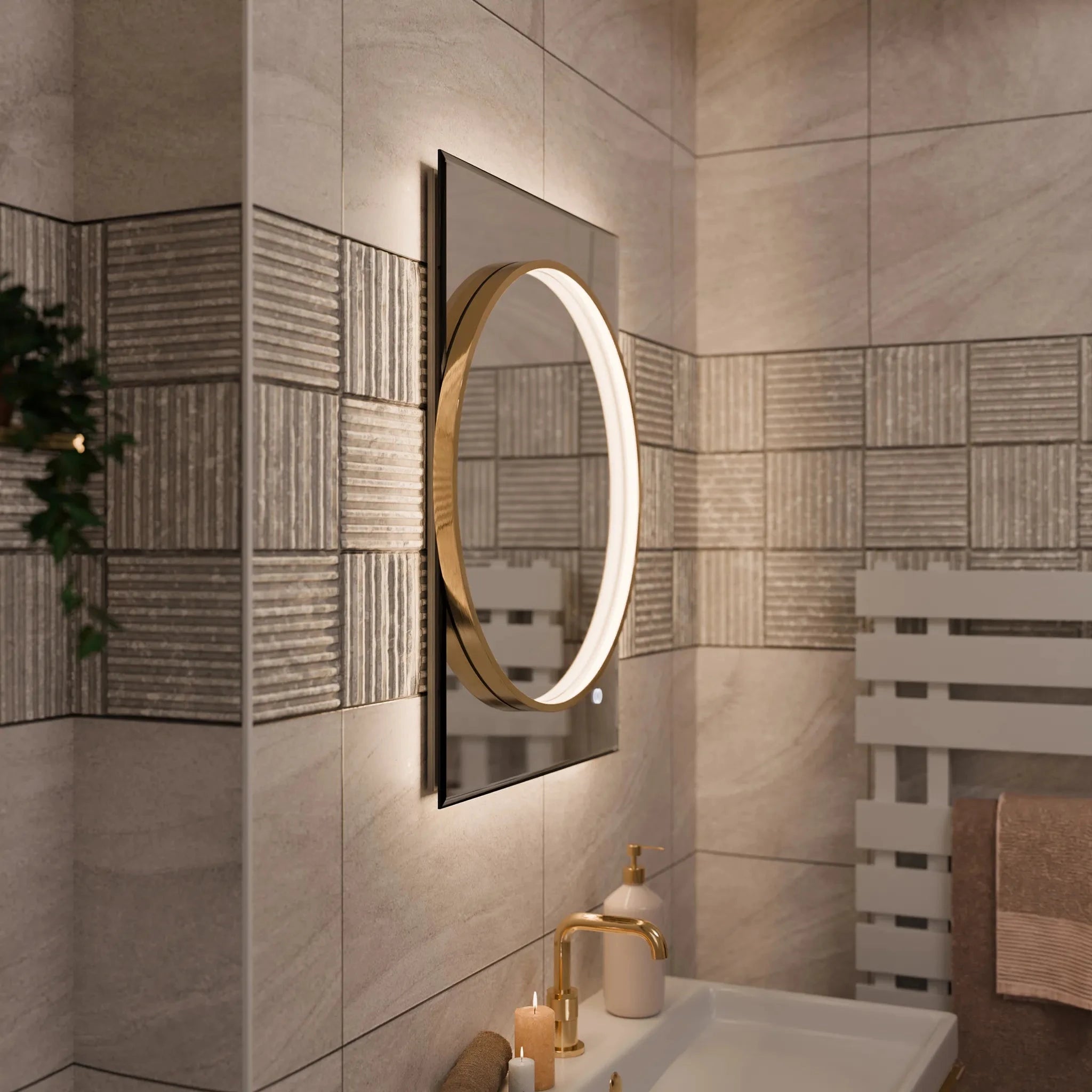 Sky Dual LED Bathroom Mirror #colour_brass