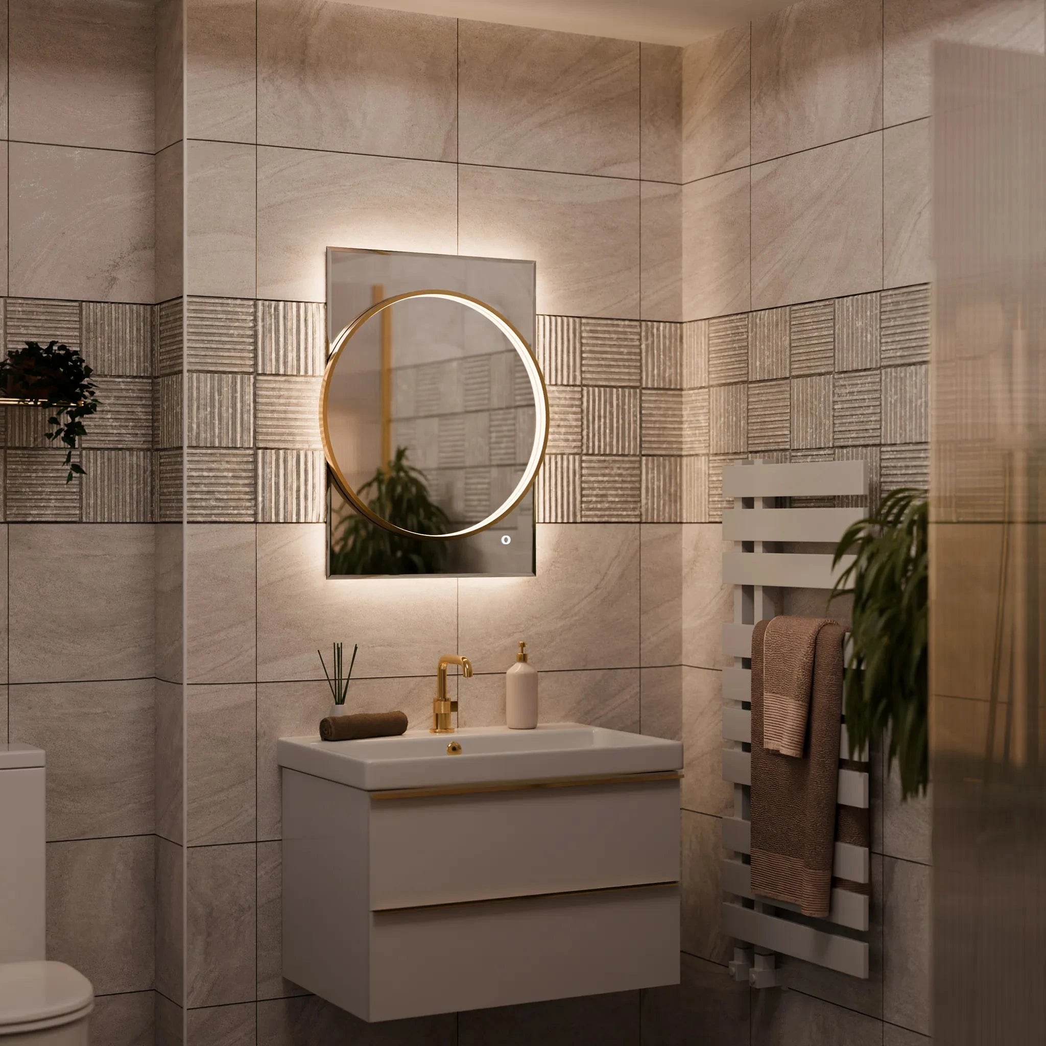 Sky Dual LED Bathroom Mirror #colour_brass