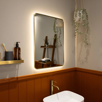 Oslo Curve LED Bathroom Mirror #colour_brass