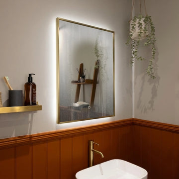 Oslo Rectangle LED Bathroom Mirror #colour_brass