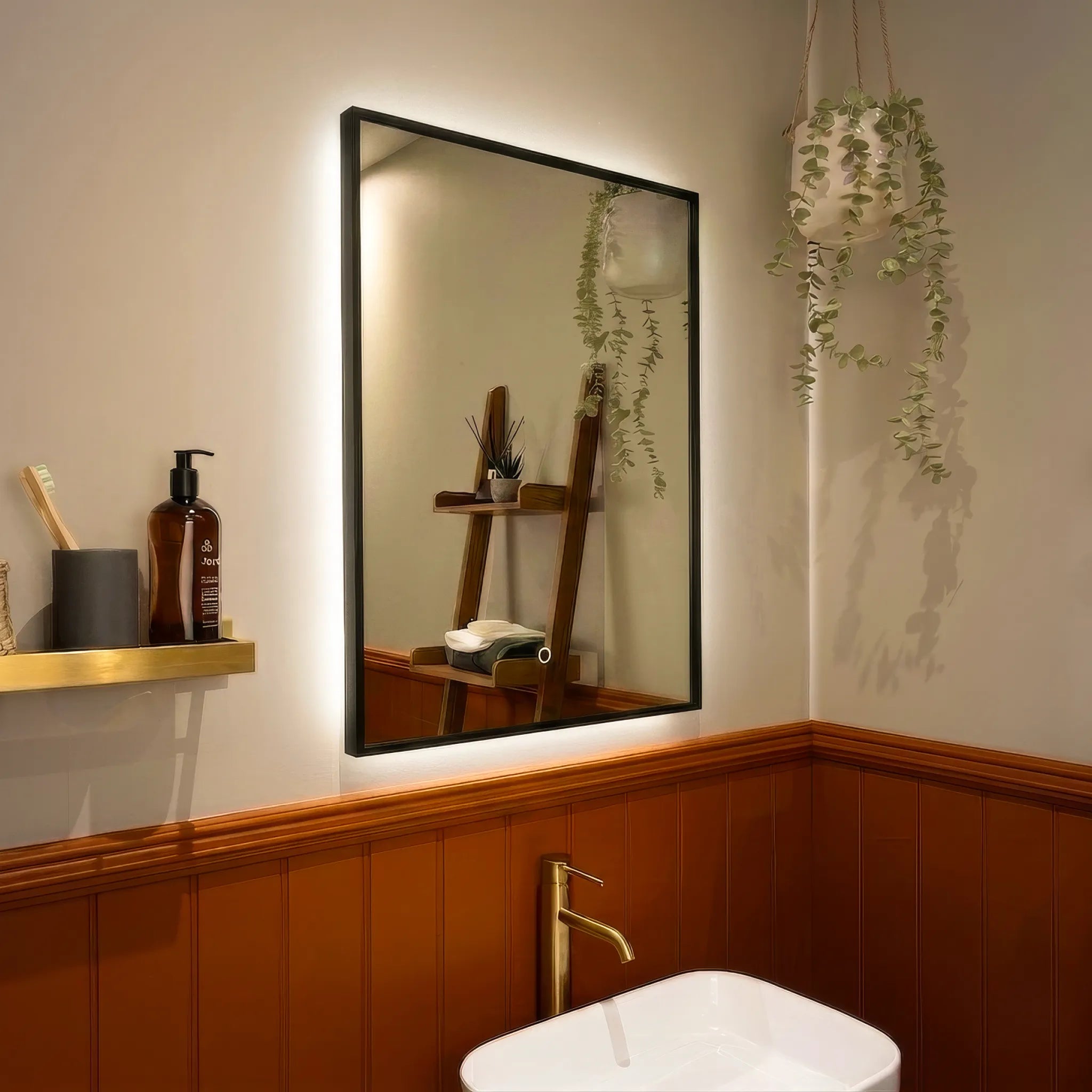 Oslo Rectangle LED Bathroom Mirror #colour_black