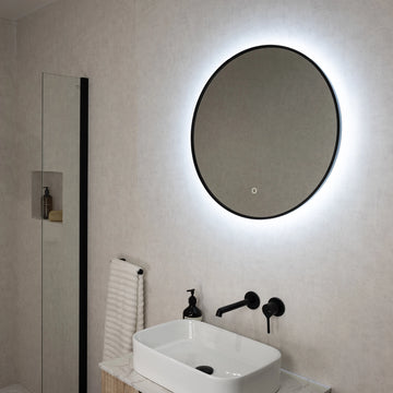 Oslo Round LED Bathroom Mirror #colour_black