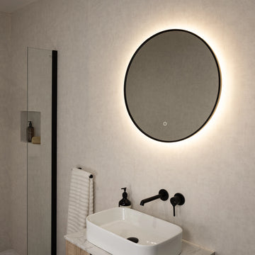 Oslo Round LED Bathroom Mirror #colour_black
