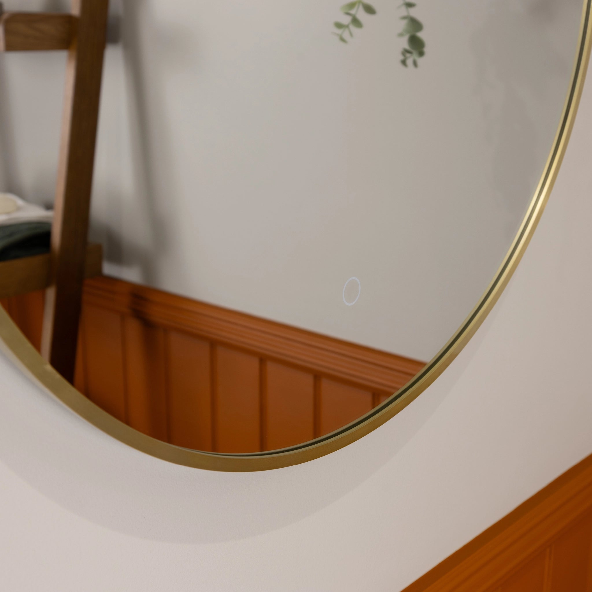 Oslo Pill-Shaped LED Bathroom Mirror #colour_brass