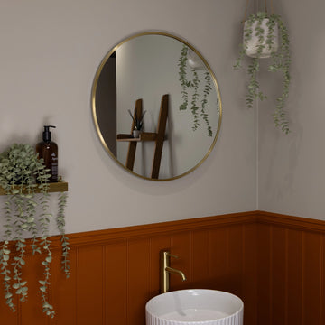 Oslo Round LED Bathroom Mirror #colour_brass