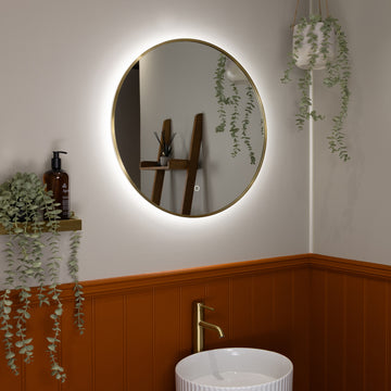 Oslo Brushed Brass LED Round Bathroom Mirror 600mm