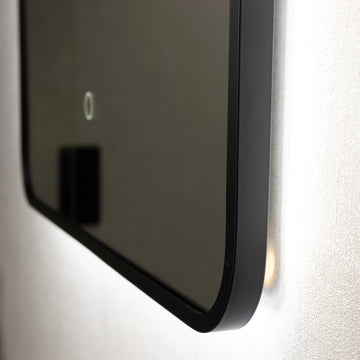 Oslo Matt Black LED Curved Bathroom Mirror 500 x 700mm