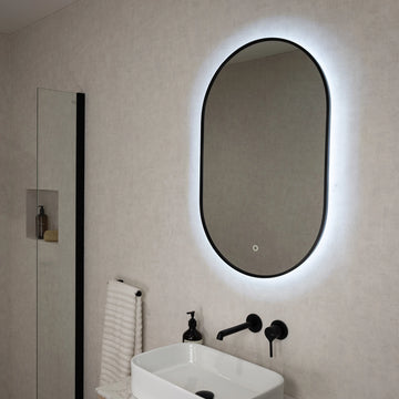 Oslo Pill-Shaped LED Bathroom Mirror #colour_black