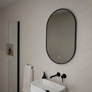 Oslo Pill-Shaped LED Bathroom Mirror #colour_black