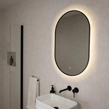 Oslo Pill-Shaped LED Bathroom Mirror #colour_black