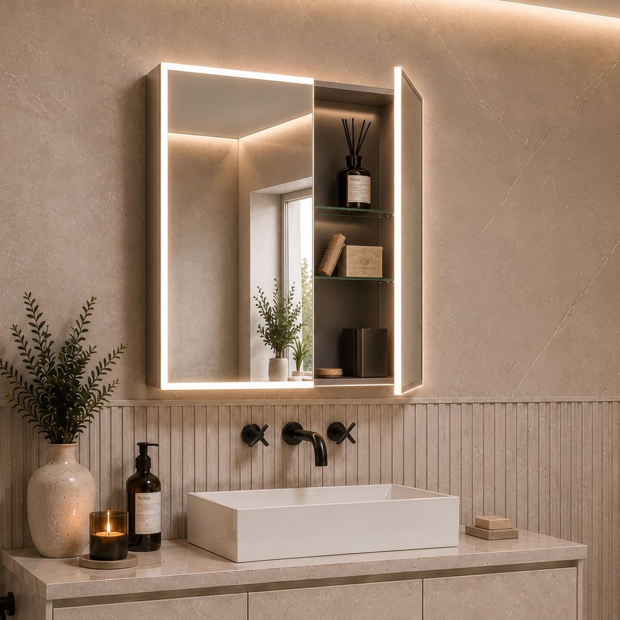 Verve Rechargeable Battery 500x700mm LED Mirror Cabinet #size_600mm-x-700mm