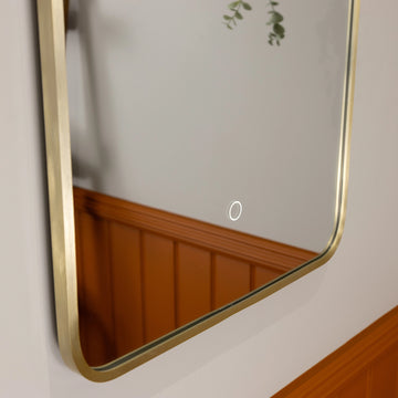 Oslo Curve LED Bathroom Mirror #colour_brass