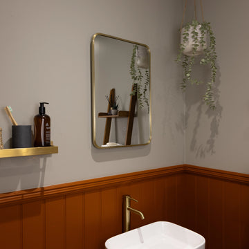 Oslo Curve LED Bathroom Mirror #colour_brass